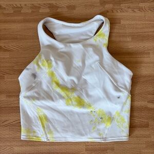 Lululemon Invigorate Sports Bra Size 6 White Base Yellow Splashes Pads Included